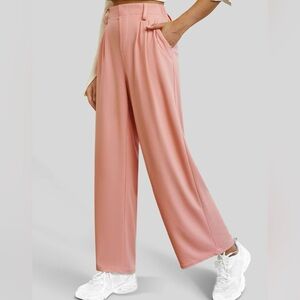 Women’s basic solid cotton wide leg pants in baby pink. Never worn.